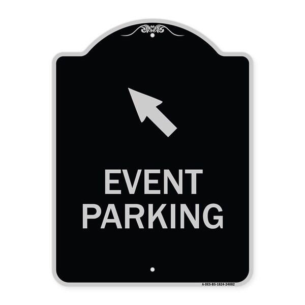 Event Parking Up Left Arrow Symbol Heavy-Gauge Aluminum Architectural Sign, 24" x 18", BS-1824-24082